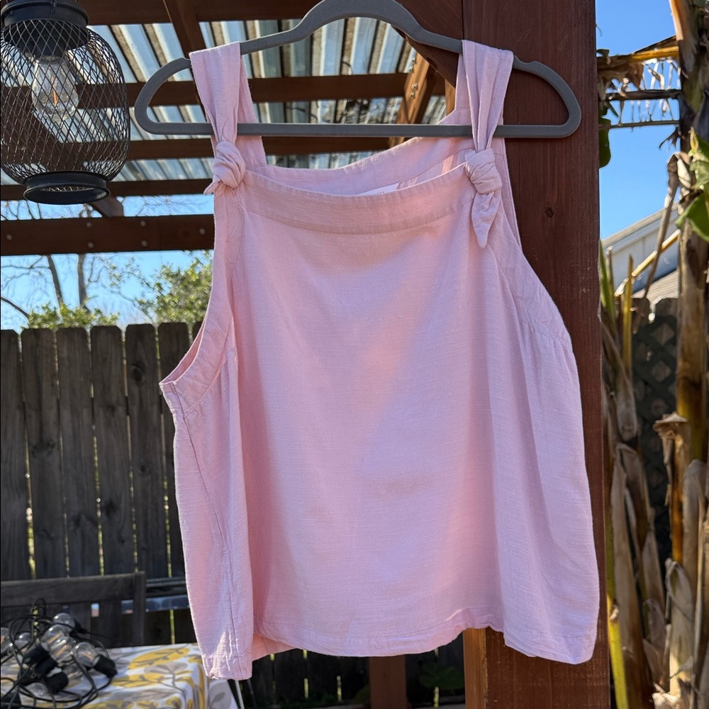 3 for $25 | Pastel Pink Lightweight Sleeveless Top with Tie Straps